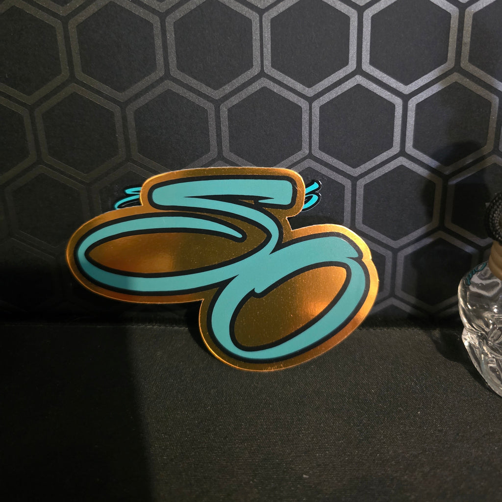 Logo Sticker Combo – Gold Metallic & Holographic